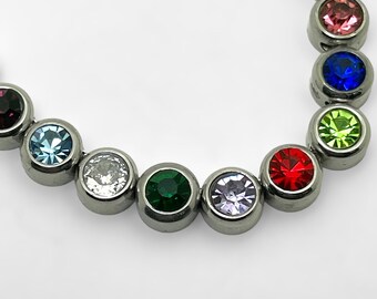 Personalized Family Birthstone Necklace: Sterling Silver Bezel Charm, Mother's Gift
