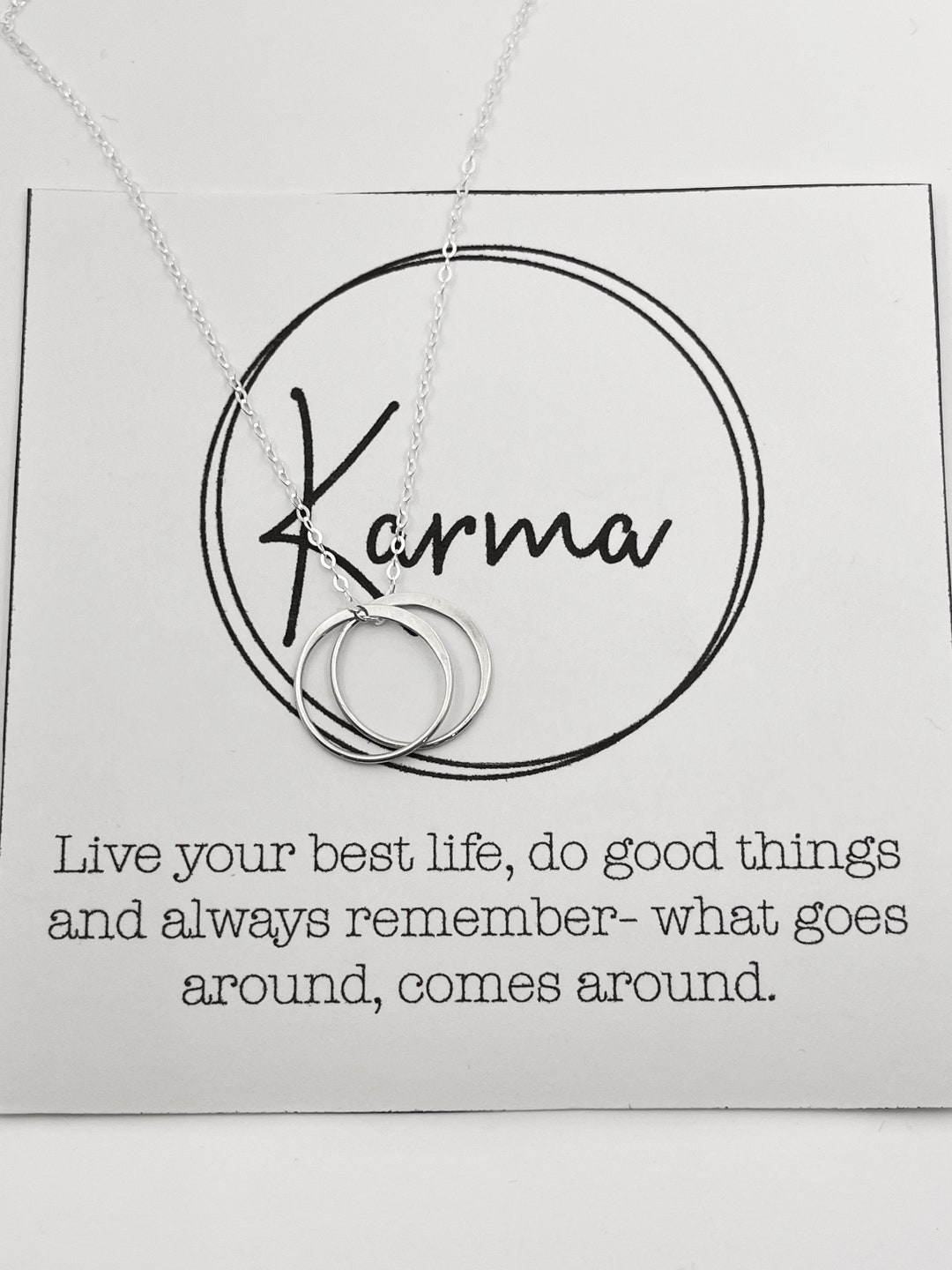 Karma Necklace Sterling Silver Circle Necklace Minimalist Etsy