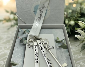 Personalized First Christmas Married Ornament, Newlywed Wedding Gift, Hand Stamped Wedding Date Gift 2026