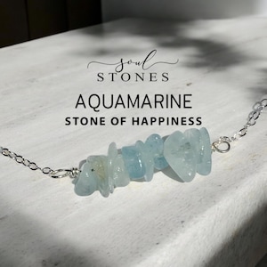 Aquamarine Bar Necklace, March Birthstone Gift, Sterling Silver Aquamarine Necklace, Minimalist Crystal Jewelry, Stone of Happiness