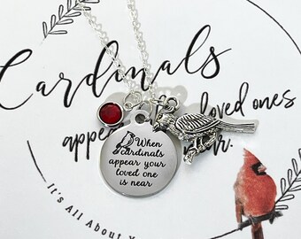 Cardinal Necklace, Memorial Necklace, Loss of Loved One, Cardinal Jewelry for loss of a loved one, Cardinals appear when loved ones are near