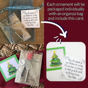 it is packaged in an organza bag with a small card that has an original poem included Poem explains that this is a christmas tree ornament so it is perfectly packaged for gift giving
