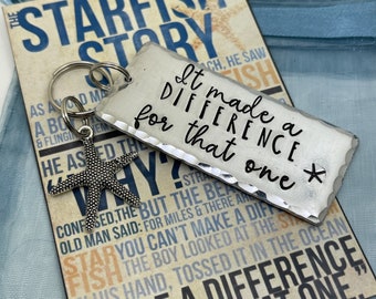 Starfish Story Keychain, It made a difference to that one handmade keychain, Kindness matters gift, Teacher gift, Adoption Day Ceremony Gift