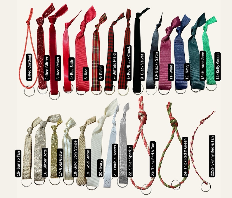 photo showing all the ribbon options