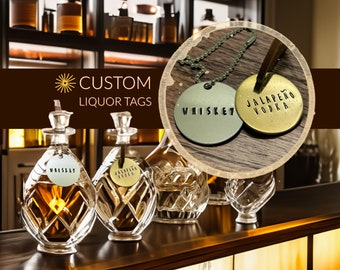 Handcrafted Liquor Tags, Personalize Your Bar with Whiskey, Scotch, Rum, Vodka Labels, Perfect for Father's Day & Bar Organization