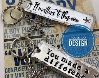 Teacher gifts, Starfish story, Teacher appreciation gifts, It matters to this one, Starfish keychain, Preschool teacher gifts, Daycare