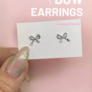 Dainty Bow Earrings, Sterling Silver Minimalist Post Earrings, Birthday or Anniversary Gift for Her