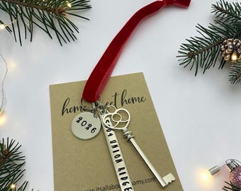 First Home Christmas Ornament - Personalized Realtor Closing Gift - Custom Housewarming Key