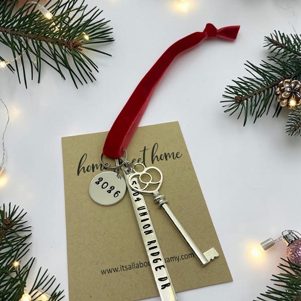 First Home Christmas Ornament - Personalized Realtor Closing Gift - Custom Housewarming Key