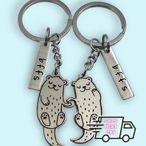 Best Friend Matching Keychain Otter Keychain, best friend gift, friendship gift, otters mate for life, best friend keychain