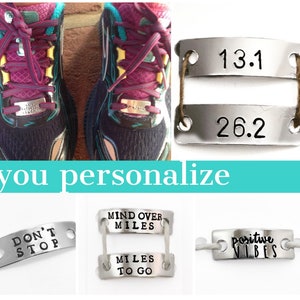 Personalized running shoe tags single or set of two, gifts for runners, race jewelry fitness gift jewelry, Triathlon Marathon