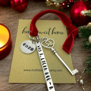 Housewarming gift new home ornament personalized, House gifts, New home gifts, Our first Christmas first home ornament,skeleton key ornament