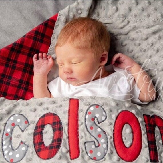 Large Baby Applique Minky Blanket Personalized with Design Etsy