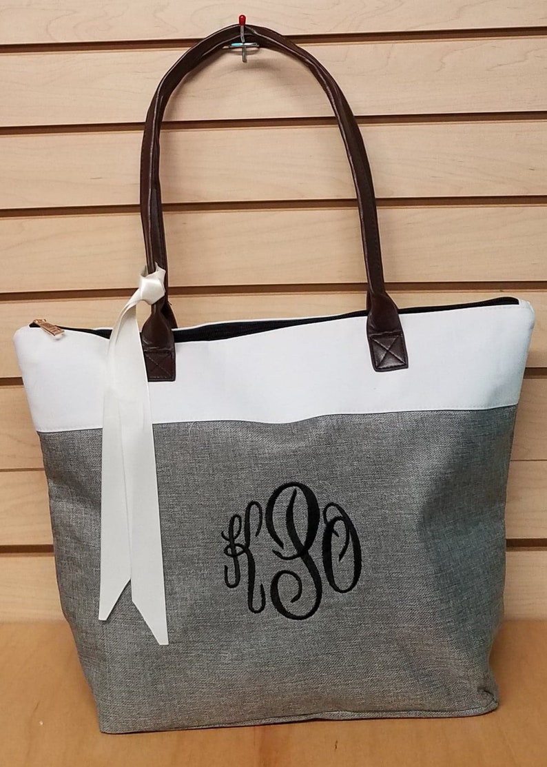 Personalized CanvasJute Tote Gray Tote Bridesmaid Gift Tote