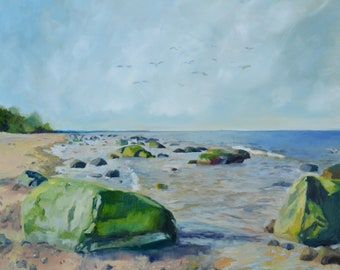 Ölgemälde, Seelandschaft Ölgemälde, Landschaftsmalerei, Ölgemälde original, Seelandschaft Wandkunst, Strand malerei, Meer Wandkunst