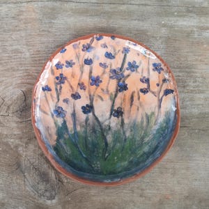 Hand Painted Ceramic Plate: Rustic Floral Pottery Decor