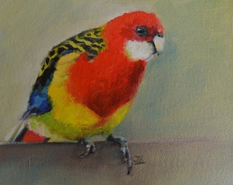 Small Oil Painting. Bird painting. Bird art. Wall art. Bird artwork. Gift for her. Home decor. Miniature artwork