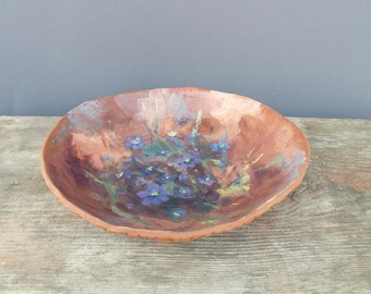 Handmade hand painted ceramic decorative bowl. Rustic bowl. Original home decor.
