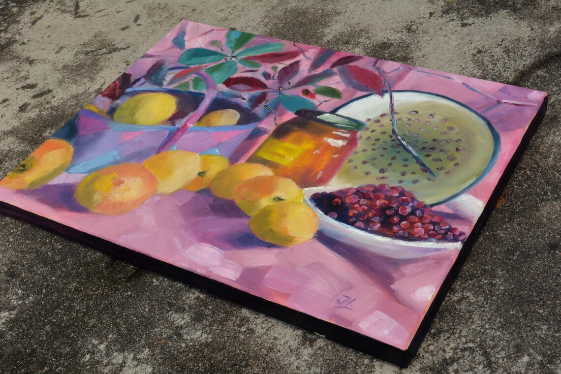 Still Life Painting, Kitchen Wall Decor, Original Artwork, Oil Painting