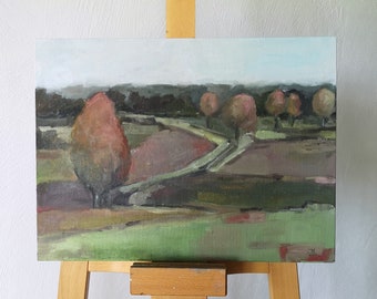 Original Landscape Oil Painting: Countryside Fine Art (11.8x15.7)