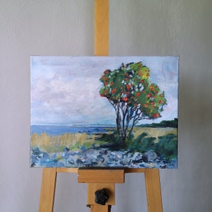 Acrylic Painting, Seascape acrylic painting, Landscape painting, Acrylic painting original,  Seascape wall art, Tree painting, Sea wall art