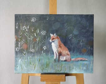 Original Fox Oil Painting: Wildlife Art, Unframed Canvas (11.8x15.7)