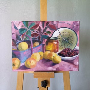 Original Still Life Oil Painting: Apples, Kitchen Wall Art