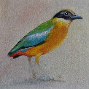 Small Oil Painting. Bird painting. Bird art. Wall art. Bird artwork. Gift for her. Home decor. Miniature artwork