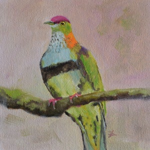 Small Oil Painting. Bird painting. Bird art. Wall art. Bird artwork. Gift for her. Home decor. Miniature artwork