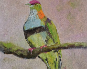 Small Oil Painting. Bird painting. Bird art. Wall art. Bird artwork. Gift for her. Home decor. Miniature artwork