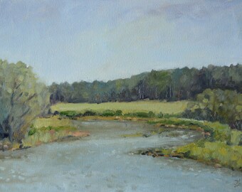 Original oil painting, River painting, Landscape oil painting, Wall Art, Contemporary fine art