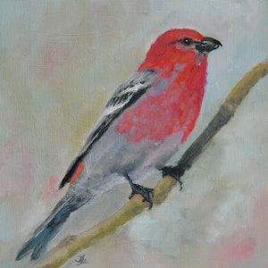 Small Oil Painting. Bird painting. Bird art. Wall art. Bird artwork. Gift for her. Home decor. Miniature artwork