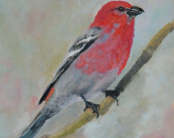 Small Oil Painting. Bird painting. Bird art. Wall art. Bird artwork. Gift for her. Home decor. Miniature artwork