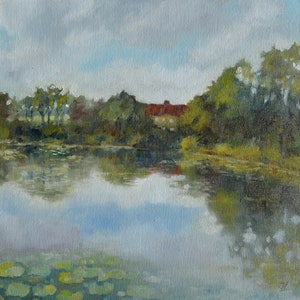 Original oil painting on canvas, Summer landscape painting, Original lake painting, Landscape oil painting, Wall art