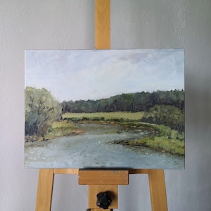 Original oil painting, River painting, Landscape oil painting, Wall Art, Contemporary fine art