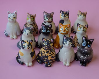 Cute custom cat figure, cat sculpture, custom ceramic pet, handmade gift, mothers day, present, cat memorial