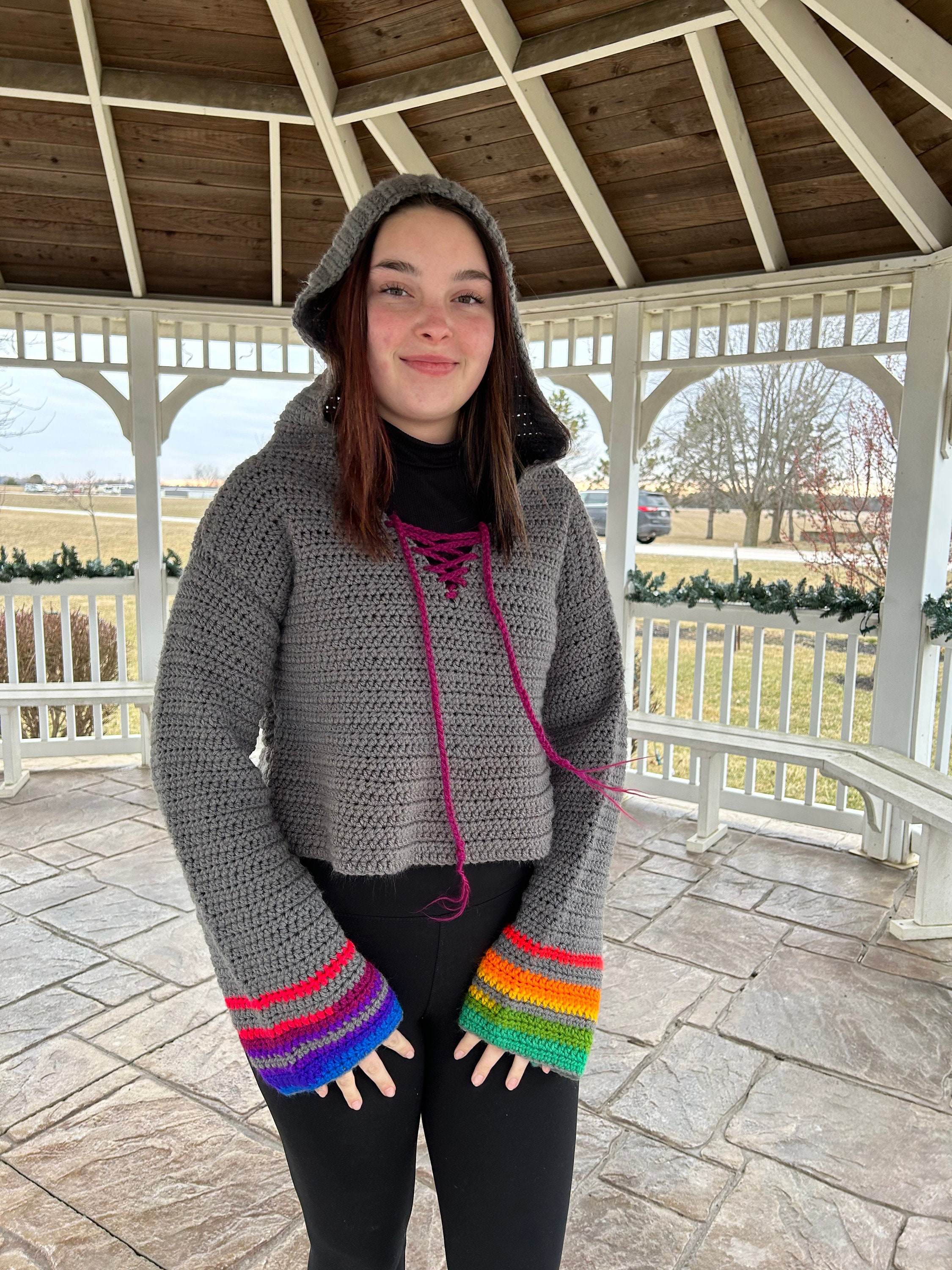 Rainbow cuff sweatshirt new arrivals