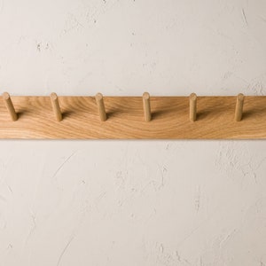 Solid oak peg rail Handmade oak coat rack image 4