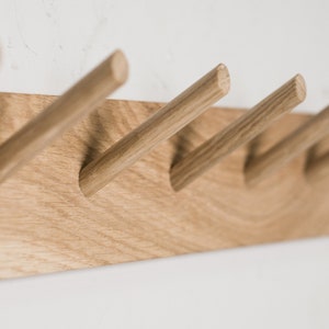 Solid oak peg rail Handmade oak coat rack image 2