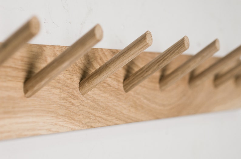 Solid oak peg rail Handmade oak coat rack image 2