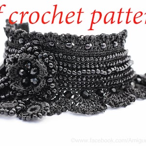 PDF Crochet Pattern Crochet Bracelet Cuff Pattern Tutorial Crochet Instructions Freeform Crochet Lace Bracelet Beaded Bracelet Cuff