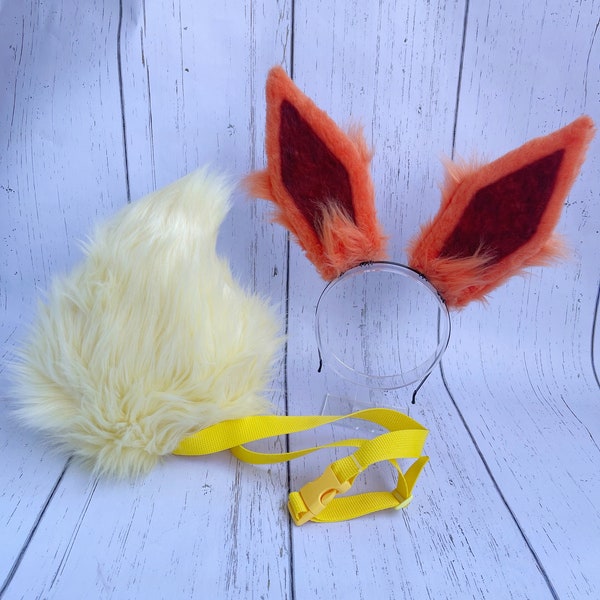 Flareon Cosplay Ears and Tail | Pokémon Inspired Costume | Orange Furry Set