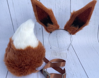 Eevee Cosplay Ears and Tail | Pokemon Inspired Costume Accessories | Regular and Shiny Color Variations