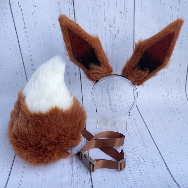 Eevee Cosplay Ears and Tail | Pokemon Inspired Costume Accessories | Regular and Shiny Color Variations