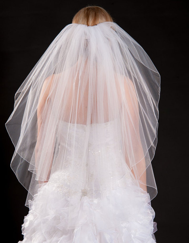 2 Layer Fingertip Length Veil 画像 1