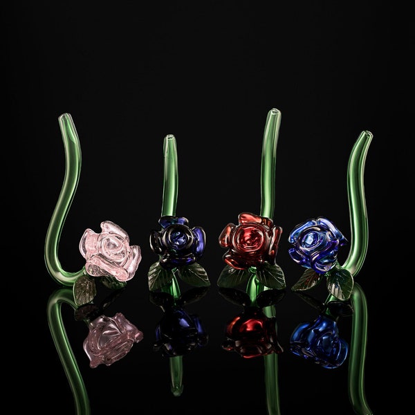 Rose Glass Pipe - Flower Sherlock Smoking Bowl - Unique Girly Smoke Accessory - Valentines Gift