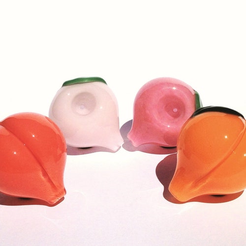 Peach Glass Pipes, Cute Peachy Colors, Unique Smoking Bowl, Girly Peach Pipe, Fruit Glass, Fruit Decor, Peach Gift