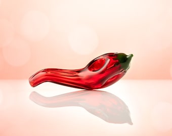 Chili Pepper Glass Smoking Pipes, Handblown Glass Smoking Bowl, Red Chile Pepper Smoke Accessory Gift, Made in the USA by Mike since 2001