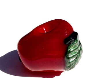 Deluxe Candy Red Apple Glass Pipe with Sparkles Smoking Bowl, Glass Smoking Pipes