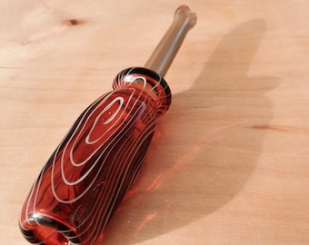 Screwdriver Shaped Glass Smoking Pipes Chillum Hand Blown with 'Wood' Design Handle, Fathers Day Gift